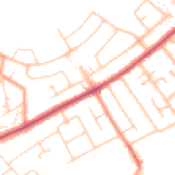 Daytime road noise heatmap for KT15 3EL