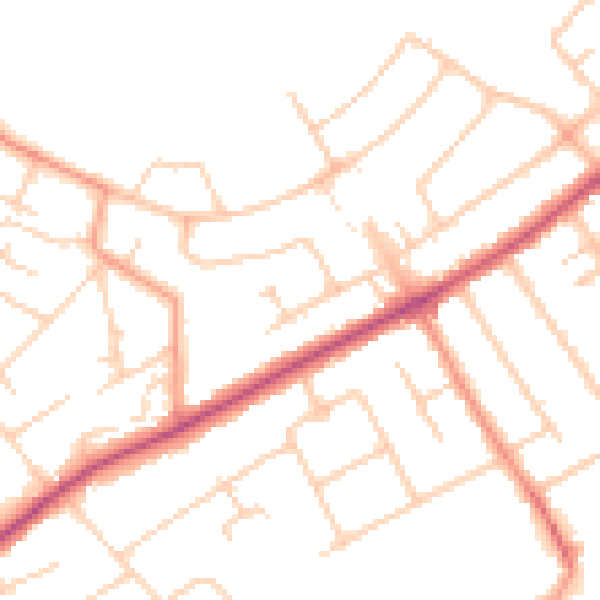 Daytime road noise heatmap for KT15 3ET