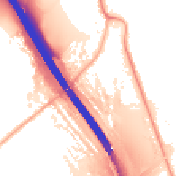 Night-time road noise heatmap for KT15 3LW