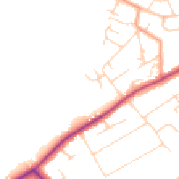 Daytime road noise heatmap for KT15 3PU