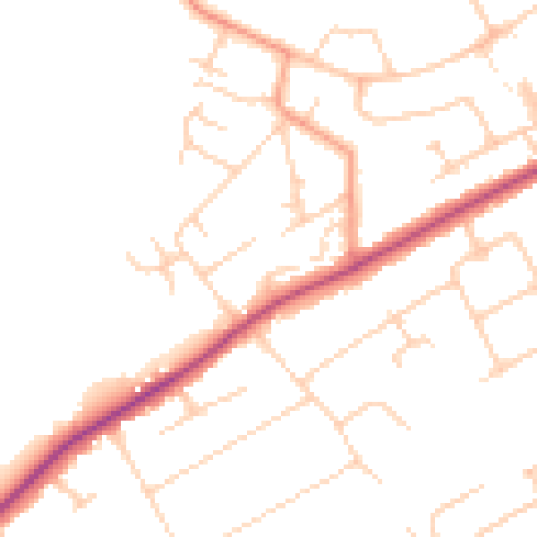 Daytime road noise heatmap for KT15 3PX