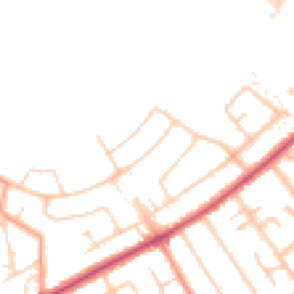 Daytime road noise heatmap for KT15 3RN