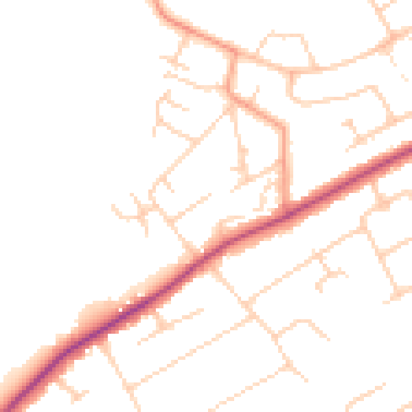 Daytime road noise heatmap for KT15 3SB