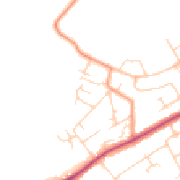 Daytime road noise heatmap for KT15 3SJ
