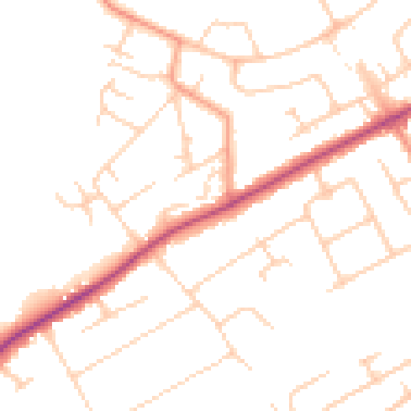 Daytime road noise heatmap for KT15 3SX