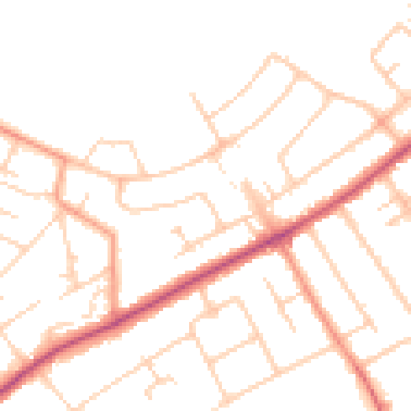 Daytime road noise heatmap for KT15 3TX