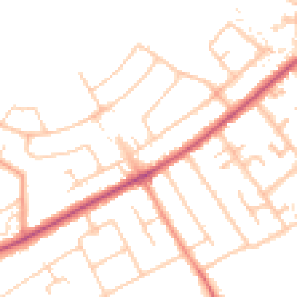 Daytime road noise heatmap for KT15 3TY