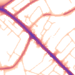 Daytime road noise heatmap for KT19 0DT