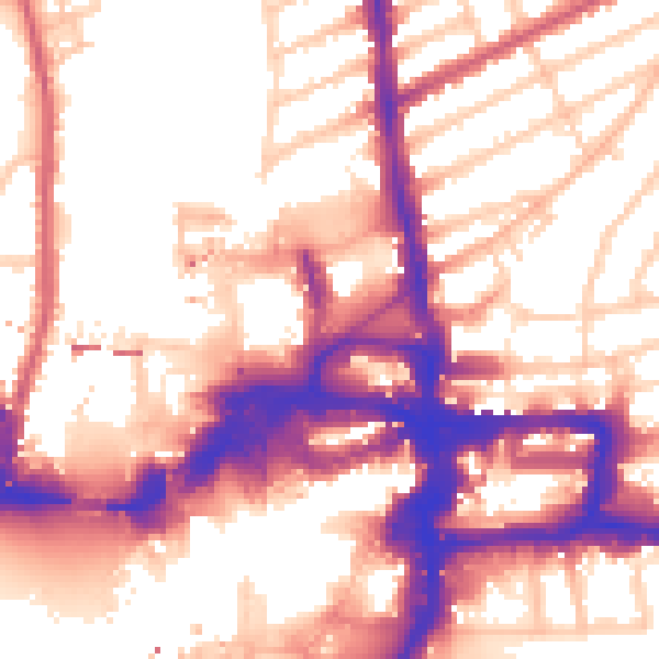 Daytime road noise heatmap for KT2 5AA