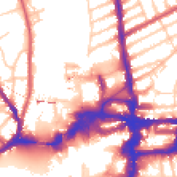 Daytime road noise heatmap for KT2 5AD