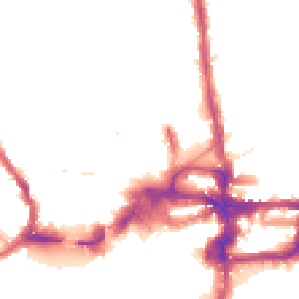 Night-time road noise heatmap for KT2 5AD