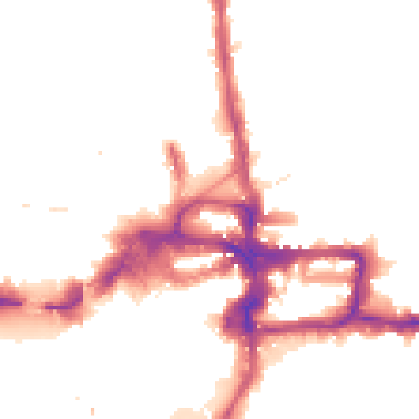 Night-time road noise heatmap for KT2 5AG