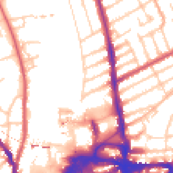 Daytime road noise heatmap for KT2 5AJ