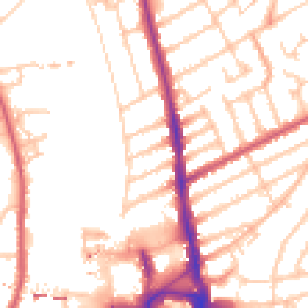 Daytime road noise heatmap for KT2 5AP