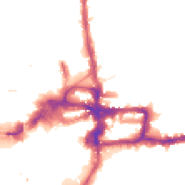 Night-time road noise heatmap for KT2 5AQ