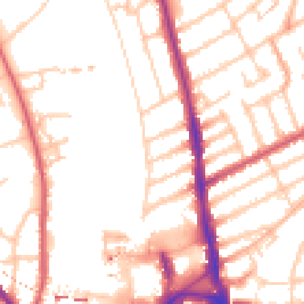 Daytime road noise heatmap for KT2 5AR