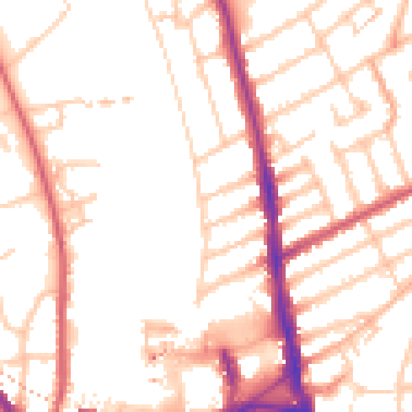 Daytime road noise heatmap for KT2 5AS