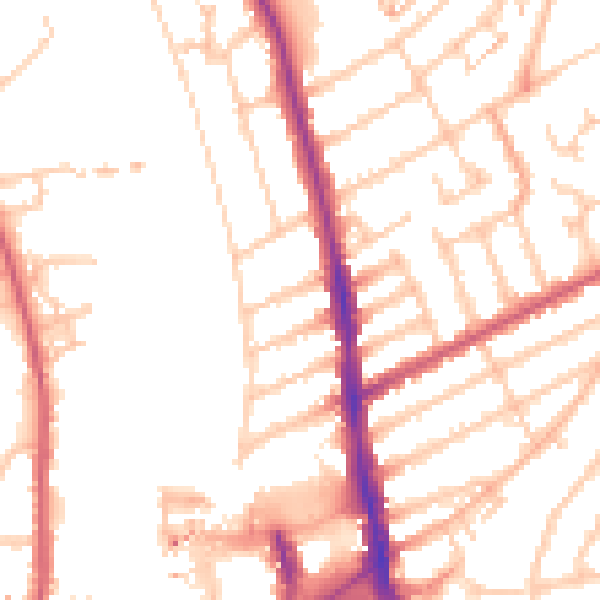 Daytime road noise heatmap for KT2 5AT