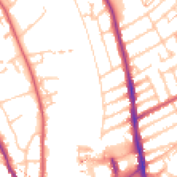 Daytime road noise heatmap for KT2 5AU