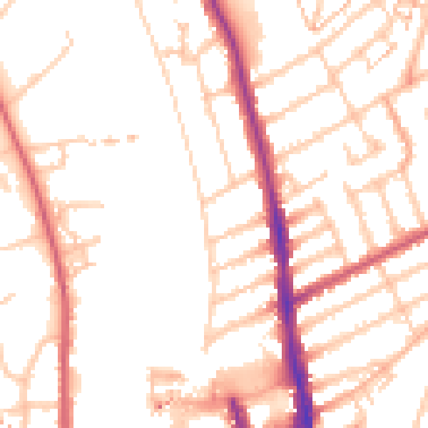 Daytime road noise heatmap for KT2 5AY
