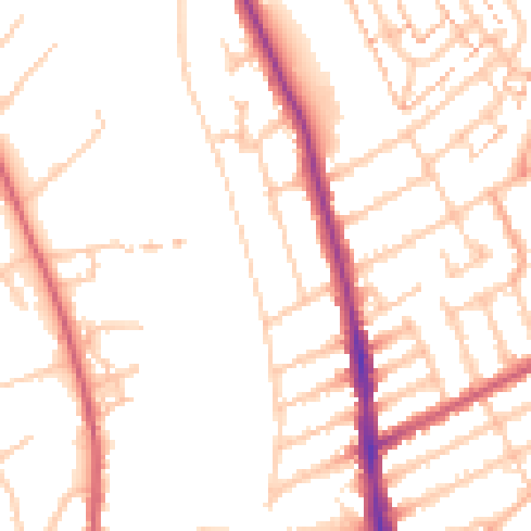 Daytime road noise heatmap for KT2 5BB