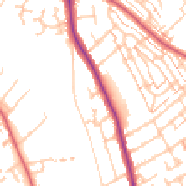 Daytime road noise heatmap for KT2 5BE