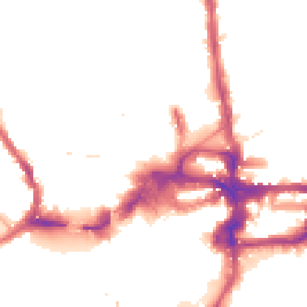 Night-time road noise heatmap for KT2 5BG