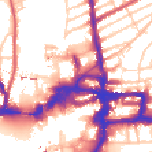 Daytime road noise heatmap for KT2 5BU