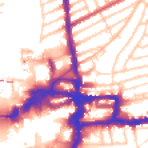 Daytime road noise heatmap for KT2 5BW