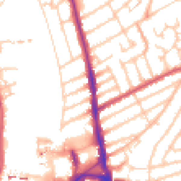 Daytime road noise heatmap for KT2 5BX