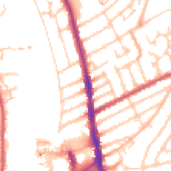 Daytime road noise heatmap for KT2 5BZ
