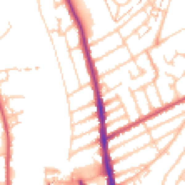 Daytime road noise heatmap for KT2 5DA
