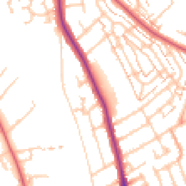 Daytime road noise heatmap for KT2 5DH