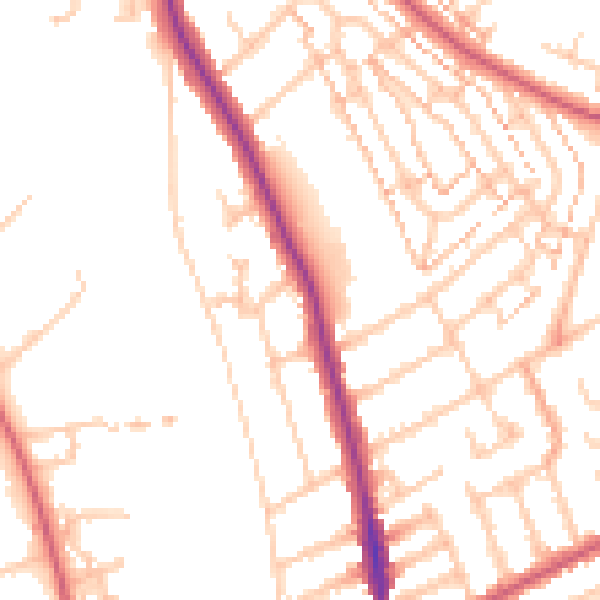 Daytime road noise heatmap for KT2 5DQ