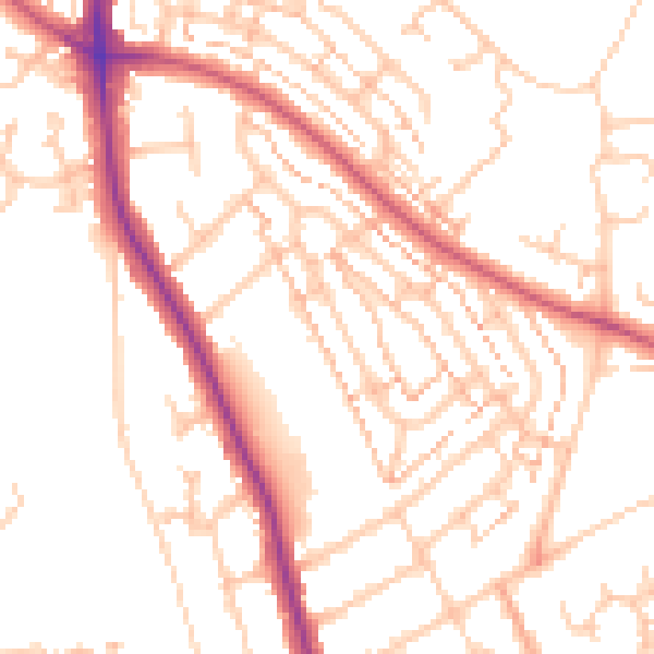 Daytime road noise heatmap for KT2 5DR