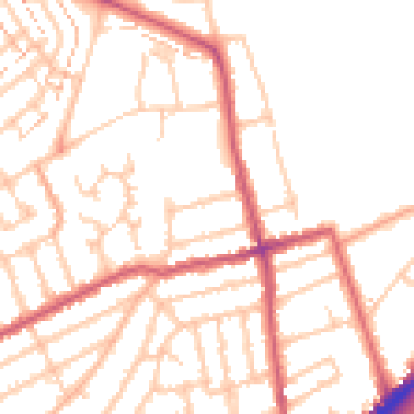 Daytime road noise heatmap for KT2 5JU