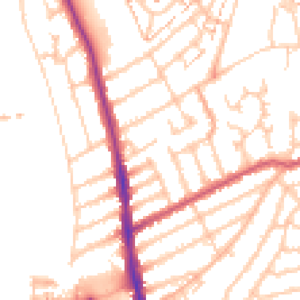 Daytime road noise heatmap for KT2 5NE