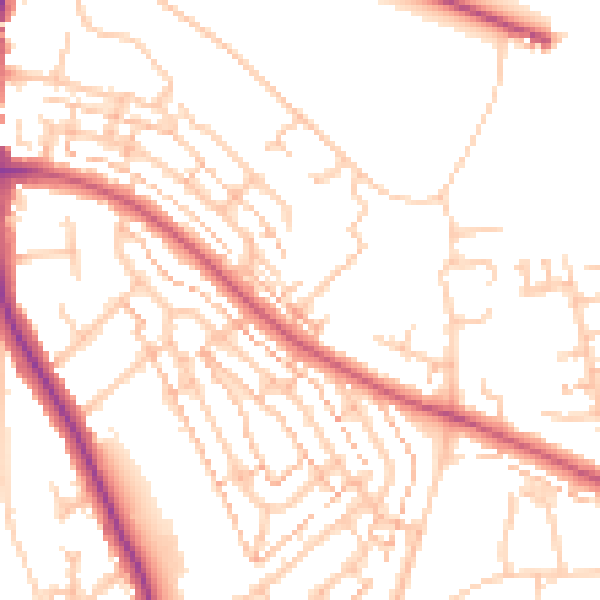 Daytime road noise heatmap for KT2 5NS