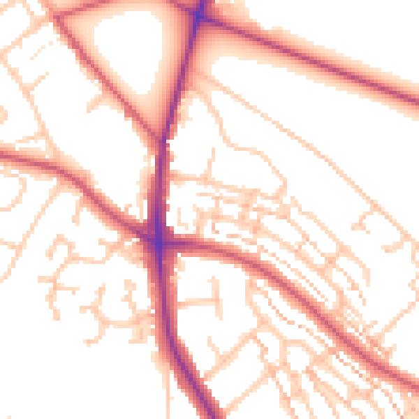 Daytime road noise heatmap for KT2 5RD