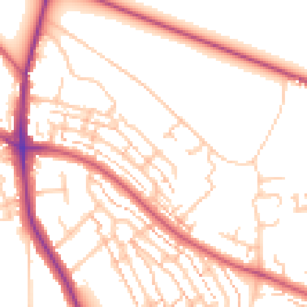 Daytime road noise heatmap for KT2 5RH