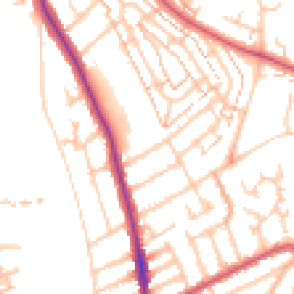 Daytime road noise heatmap for KT2 5RR