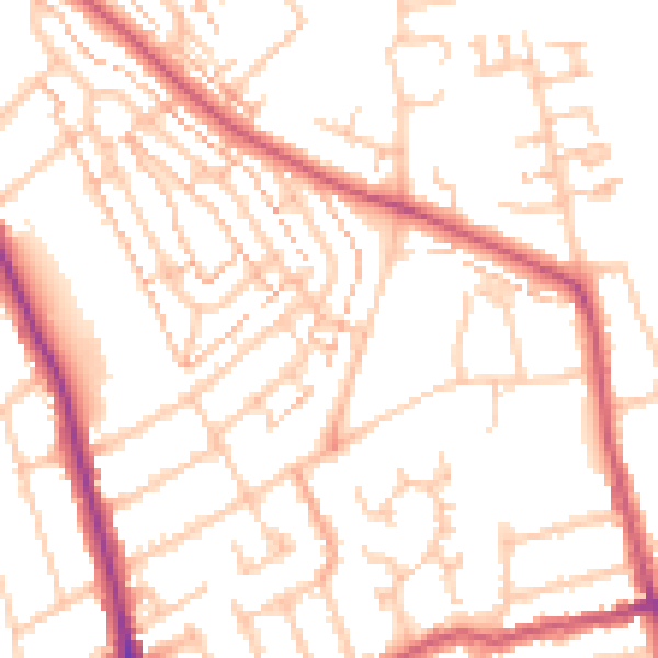 Daytime road noise heatmap for KT2 5RX