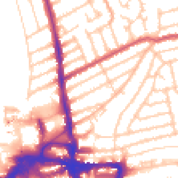 Daytime road noise heatmap for KT2 6AD