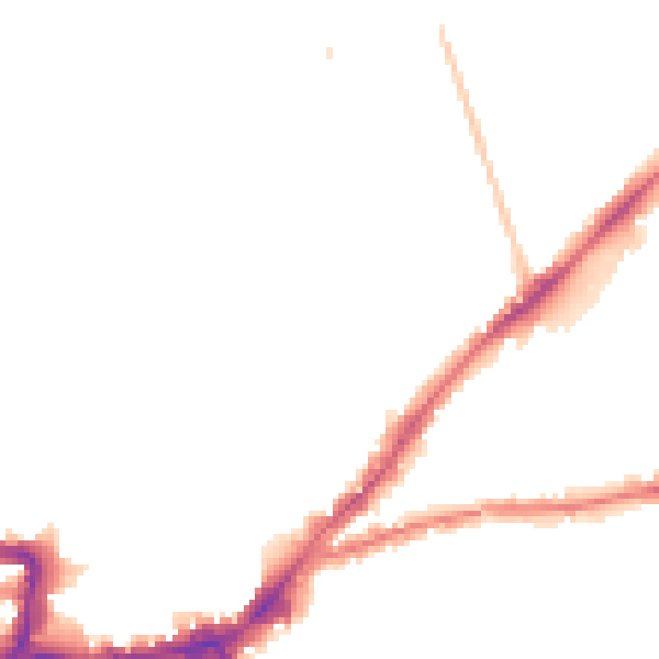 Night-time road noise heatmap for KT2 6DD