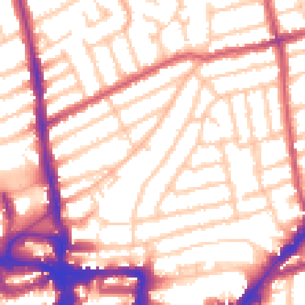 Daytime road noise heatmap for KT2 6DR