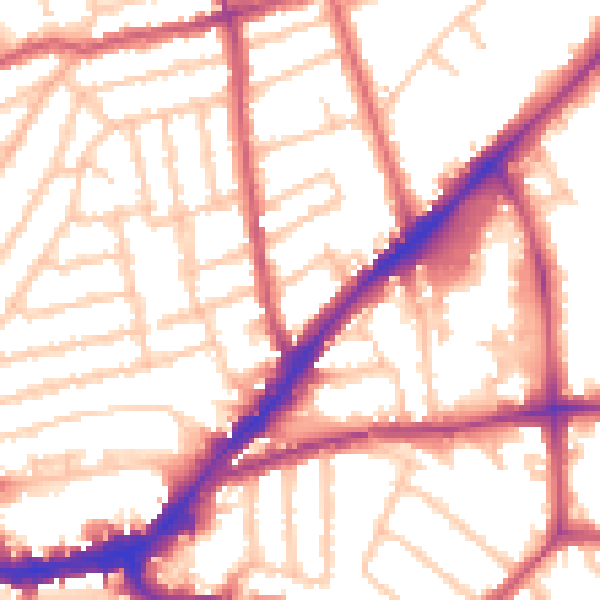 Daytime road noise heatmap for KT2 6FL