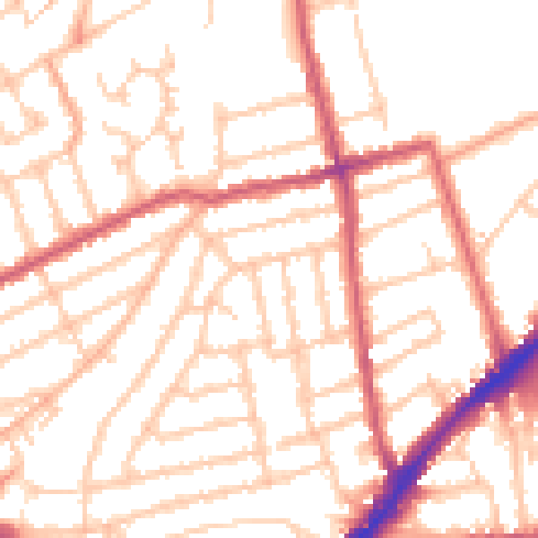 Daytime road noise heatmap for KT2 6JB