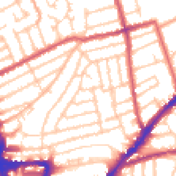 Daytime road noise heatmap for KT2 6LL