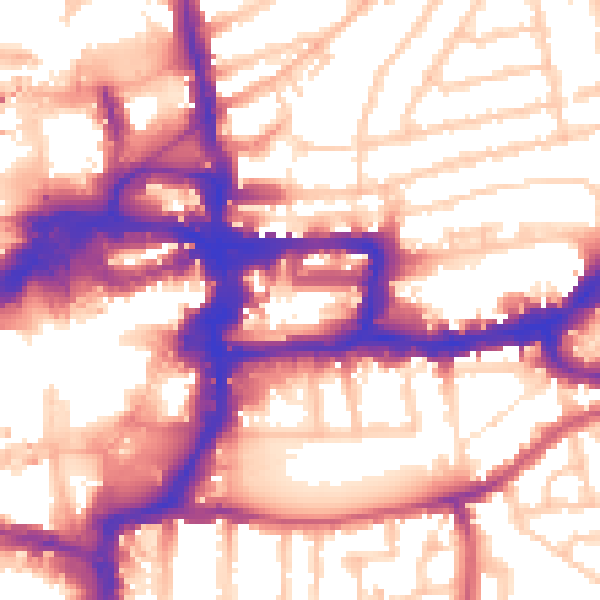 Daytime road noise heatmap for KT2 6NQ
