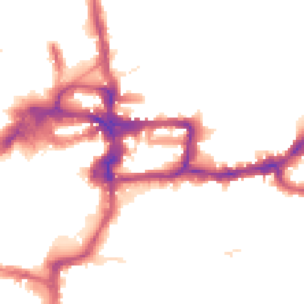 Night-time road noise heatmap for KT2 6NQ